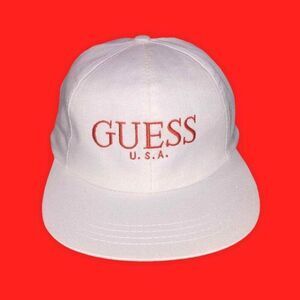 Vintage 90’s Snapback hat cap Guess USA by Georges Made in USA white